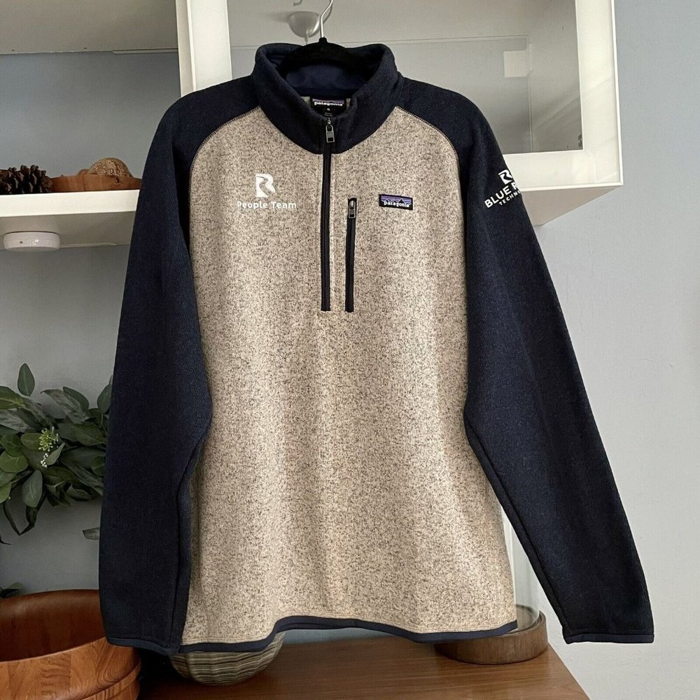 Patagonia Men's Better Sweater 1/4-Zip Fleece XL In Oar Tan Company Logo